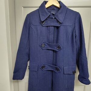 Tommy Hilfiger Women's Wool Blend Navy Buckle Coat Size 6